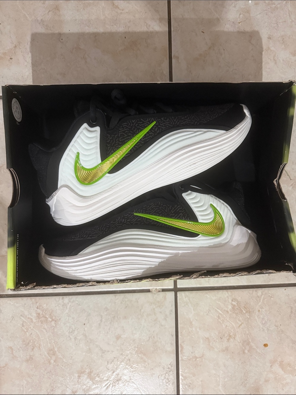 New in Box Nike Freak 7 Black and White with Lime Green Swoosh